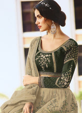 Heavy Butterfly Net Lehenga Choli in Beige